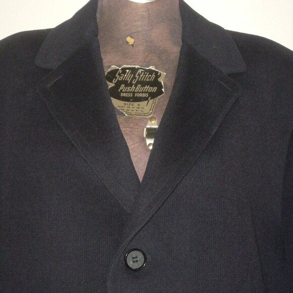 Vintage Navy Blue Heavy Thick Lambs Wool Over Car Coat Hudson's Dupuis 1950s MED - Picture 4 of 12